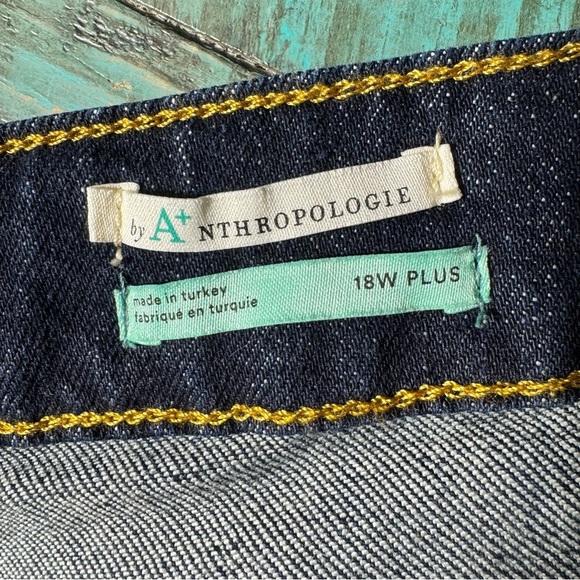 Anthropologie Pilcro The Split Straight Jeans Size 18 Dark Wash Denim Casual - Picture 11 of 16